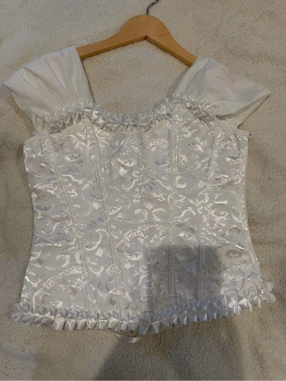 White Brocade Corset Top - Women